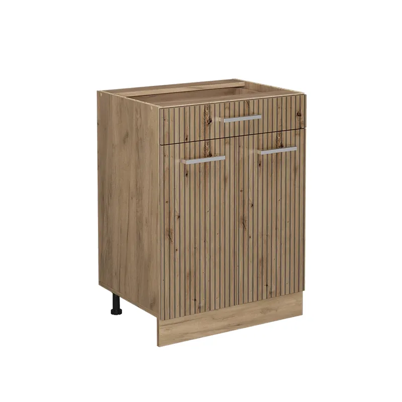 Dulap de bază de bucătărie R-Line Stejar artizanal 60 cm cu sertar, fara blat Vicco Discount