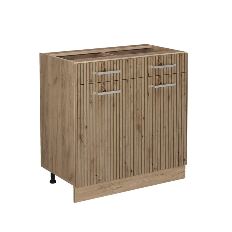 Plată securizată Dulap de bază de bucătărie R-Line Stejar artizanal 80 cm fara blat Vicco