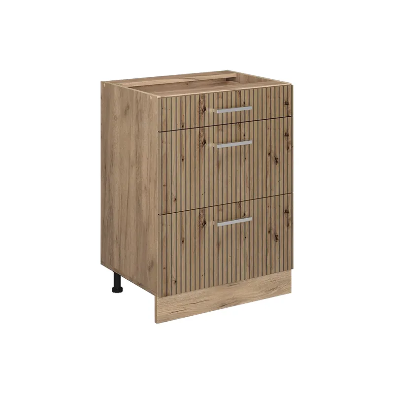 Noutate Dulap de bază de bucătărie R-Line Stejar artizanal 60 cm cu sertare, fara blat Vicco