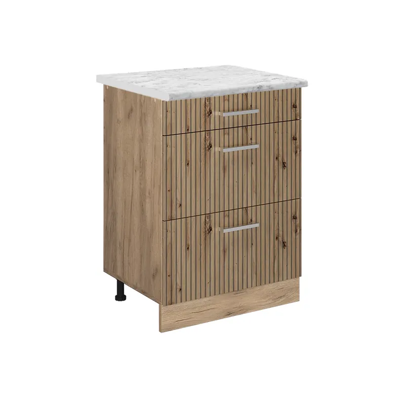 Dulap de bază de bucătărie R-Line Stejar artizanal 60 cm marmură AP Vicco Popular
