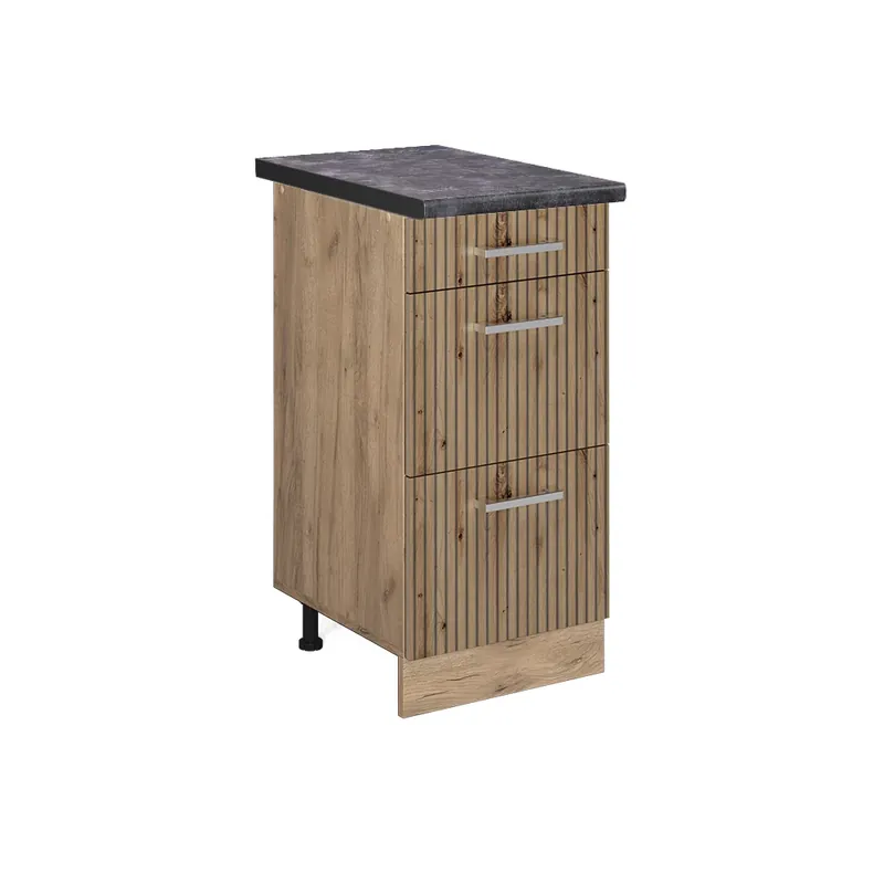Dulap de bază de bucătărie R-Line Stejar artizanal 40 cm cu sertare, AP antracit Vicco Ofertă limitată