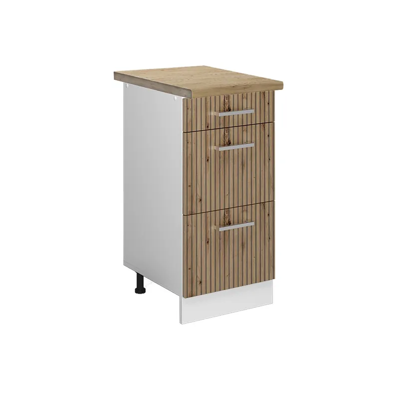 Premium Dulap de bază de bucătărie R-Line Stejar artizanal 40 cm cu sertare, stejar AP Vicco