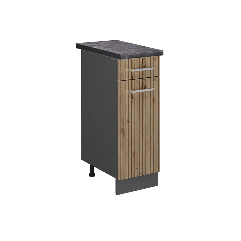 Bestseller Dulap de bază de bucătărie R-Line Stejar artizanal 30 cm , AP Antracit Vicco