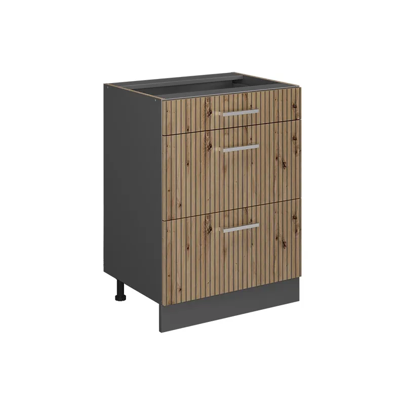 Ofertă de sezon Dulap de bază de bucătărie R-Line Stejar artizanal 60 cm cu sertare, fara blat Vicco