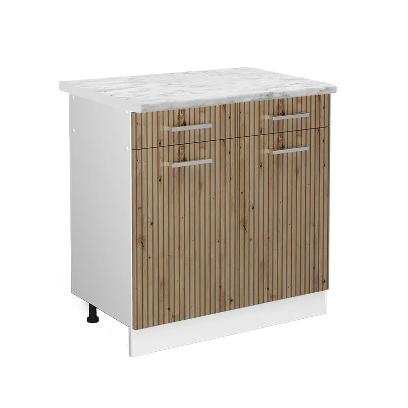 Ieftin Dulap de bază de bucătărie R-Line Stejar artizanal 80 cm , AP Marmură Vicco