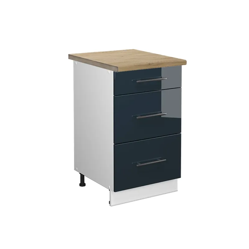 Bestseller Dulap de bază de bucătărie Fame-Line Albastru închis înalt lucios 50 cm , AP Goldkraft Vicco