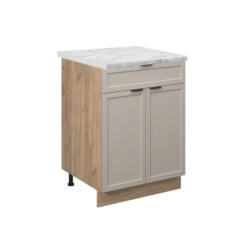 Preț mic Dulap de bază de bucătărie Fame-Line GriBej 60 cm cu sertar, marmura AP Vicco