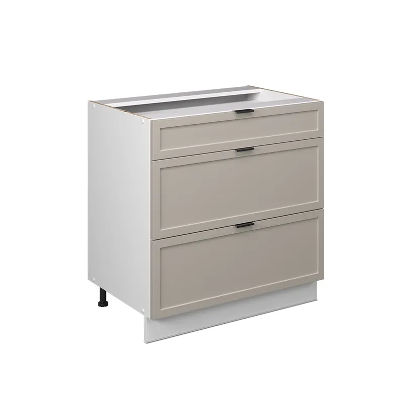 Disponibil imediat Dulap de bază de bucătărie Fame-Line GriBej 80 cm cu 3 sertare, fara blat Vicco