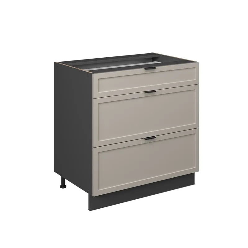 Calitate înaltă Dulap de bază de bucătărie Fame-Line GriBej 80 cm cu 3 sertare, fara blat Vicco