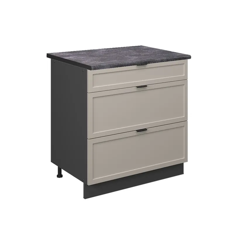 Preț mic Dulap de bază de bucătărie Fame-Line GriBej 80 cm cu 3 sertare, AP antracit Vicco
