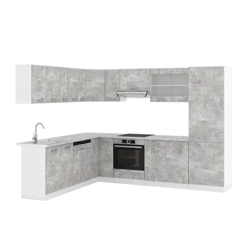Preț mic Bucătărie de colț R-Line beton 287 x 46 cm fara blat Vicco