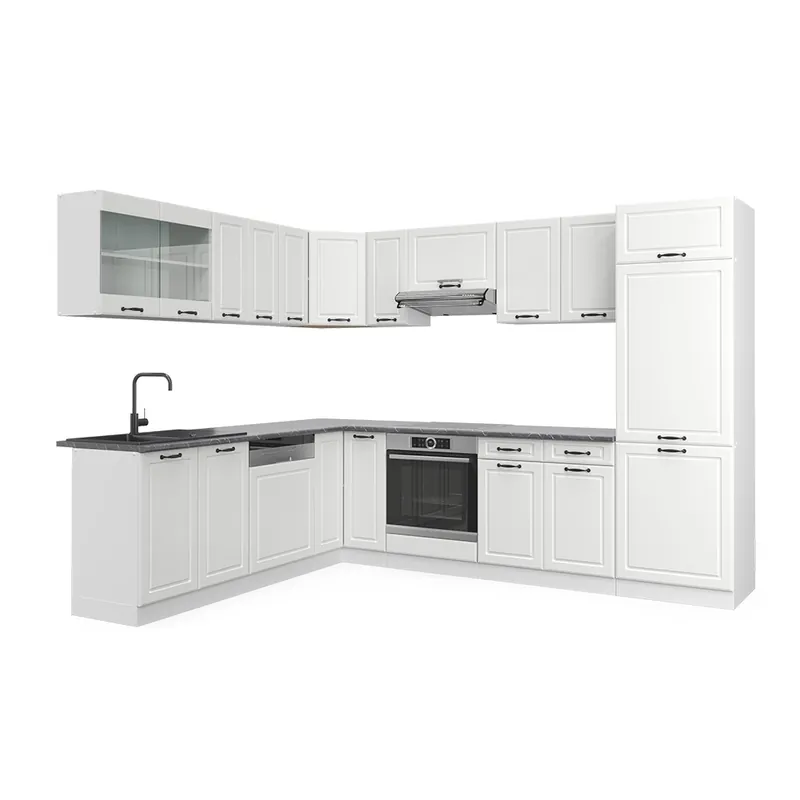 Bucătărie de colț R-Line Casa albă la țară/Alb 287 x 46 cm fara blat Vicco Nu rata