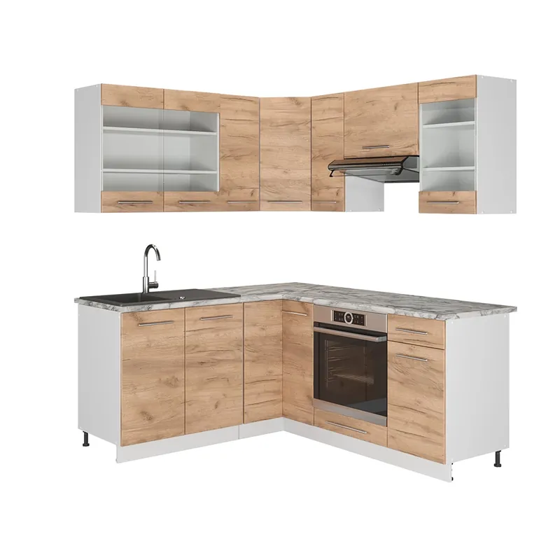 Promoție Bucătărie de colț Fame-Line Stejar Goldkraft/alb 190 x 46 cm fara blat Vicco