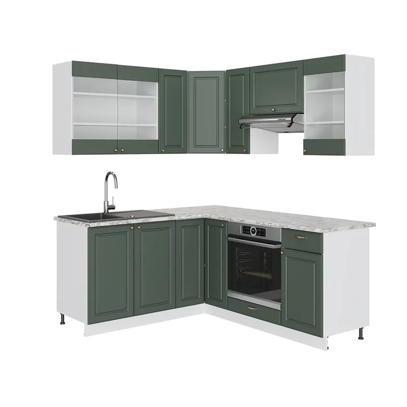 Bucătărie de colț Fame-Line Casă de țară verde-aurie/alb 190 x 46 cm fara blat Vicco Preferatul clienților
