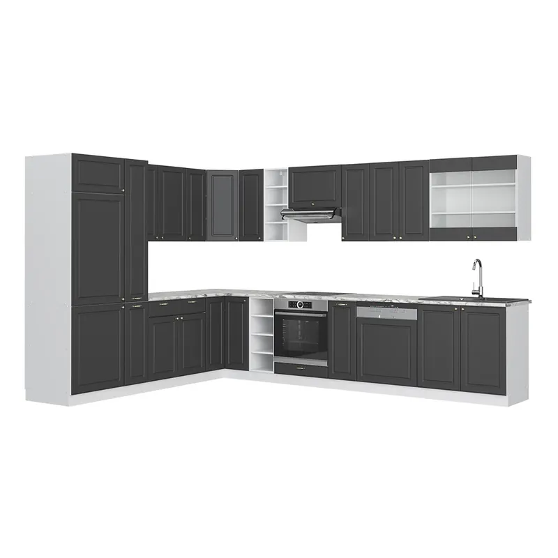 Bucătărie de colț Fame-Line Casă de țară antracit/alb 347 x 46 cm fara blat Vicco Livrare expres