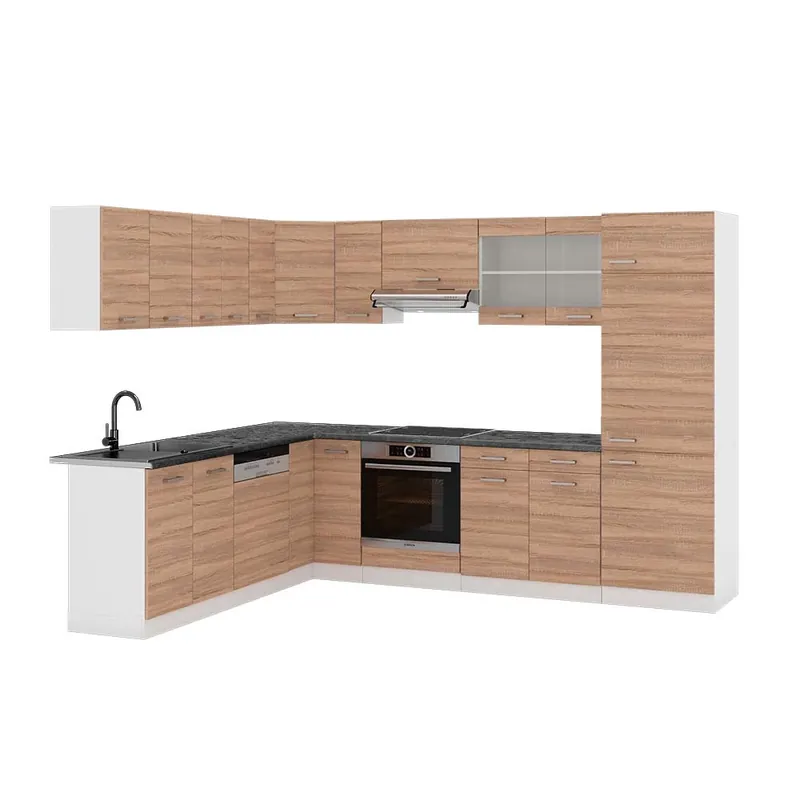 Ofertă limitată Bucătărie de colț R-Line Sonoma/Alb 287 x 60 cm , AP Antracit Vicco