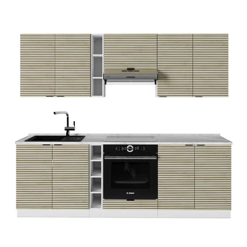 Bestseller Kitchenette Fame-Line Panou stejar/alb 235 cm , AP Marmură Vicco