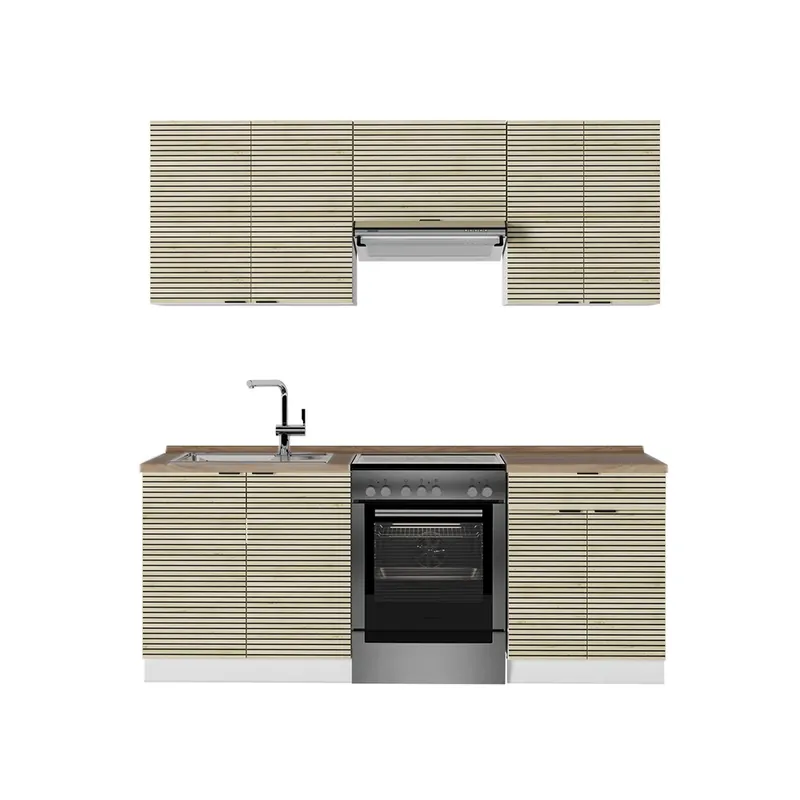 Kitchenette Fame-Line Panou stejar/alb 200 cm , AP Stejar Vicco Preț mic