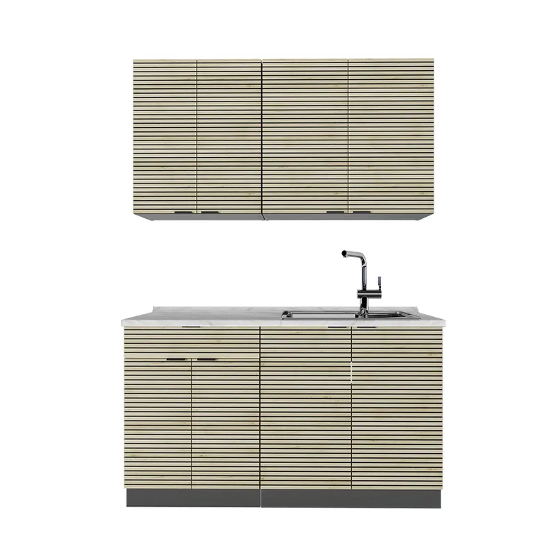 Bucătărie simplă Fame-Line Panou stejar/antracit 140 cm , AP Marmură Vicco Expediere rapidă