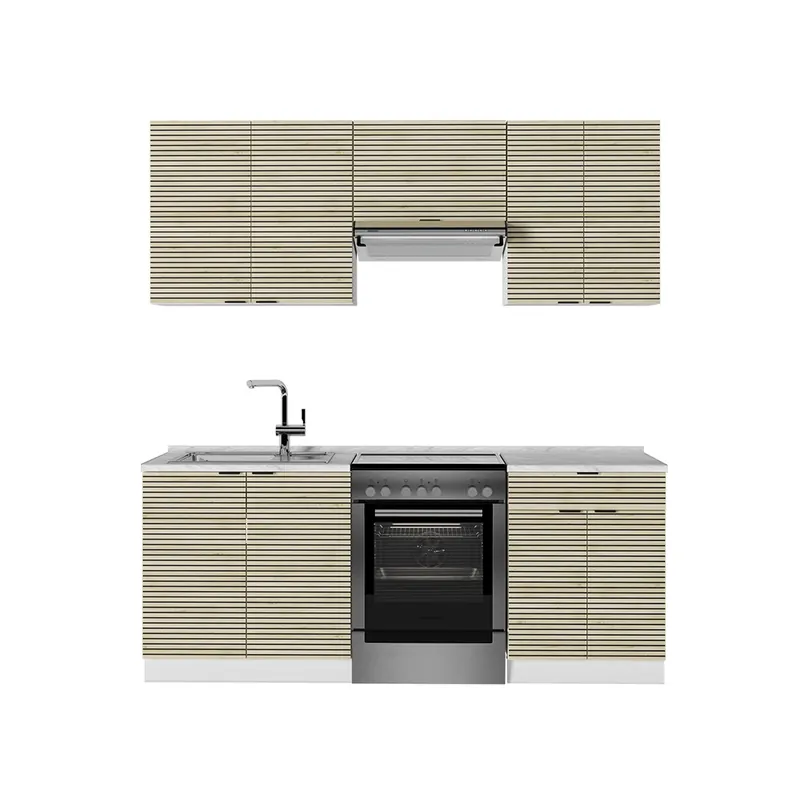 Cel mai vândut Kitchenette Fame-Line Panou stejar/alb 200 cm fara blat Vicco