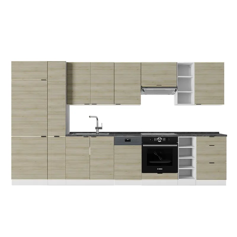 Reducere extra Kitchenette Fame-Line Panou stejar/alb 355 cm , AP Antracit Vicco