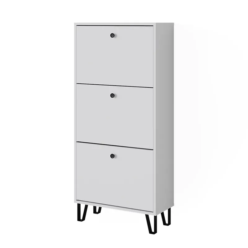 Dulap pentru pantofi Siri Alb 130x60 cm cu 3 sertare cu balamale Vicco Reducere