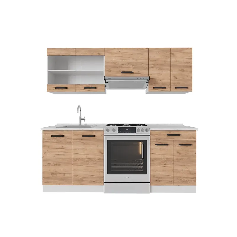 Preferatul clienților Kitchenette R-Line Stejar Goldkraft/alb 200 cm AP stejar Vicco