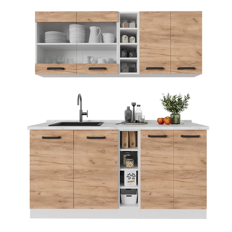 Bucătărie simplă R-Line Stejar Goldkraft/alb 160 cm AP stejar Vicco Cumpărături sigure