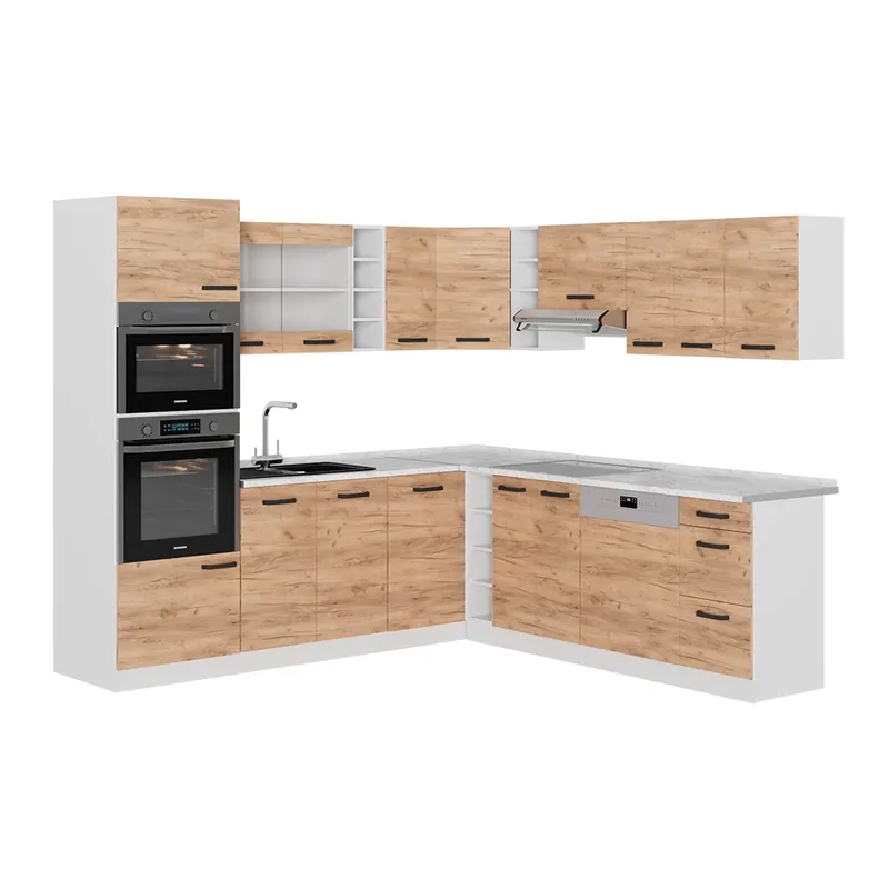 Bucătărie de colț R-Line Stejar Goldkraft/alb 247 x 60 cm AP Antracit Vicco Disponibil imediat