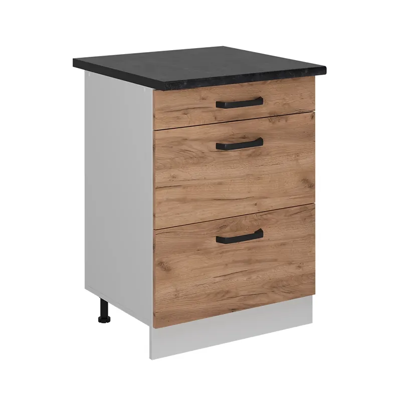 Retur ușor Dulap de bază de bucătărie R-Line Stejar Goldkraft 60 cm AP Antracit Vicco