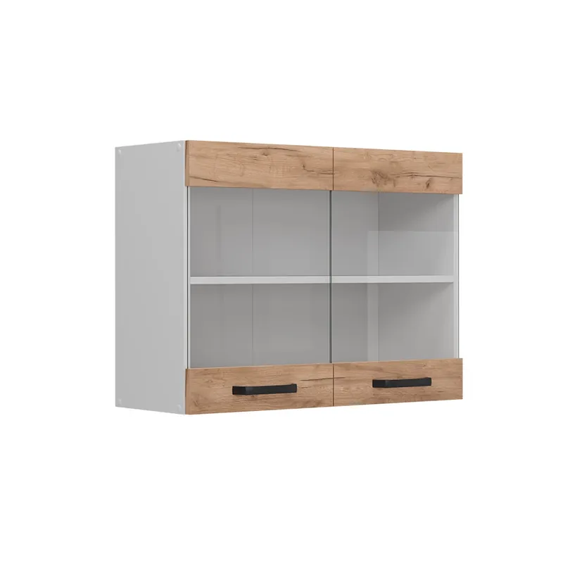 Dulap din sticlă de bucătărie R-Line Stejar Goldkraft 80 cm Vicco Disponibil imediat