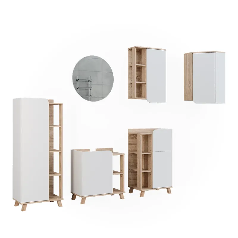 Reducere Set de mobilier de baie Karen Sonoma/Alb 5 părți Vicco