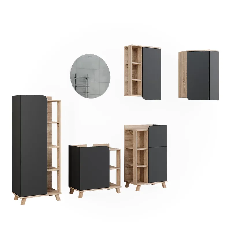 Set de mobilier de baie Karen Sonoma/antracite 5 părți Vicco Promoție