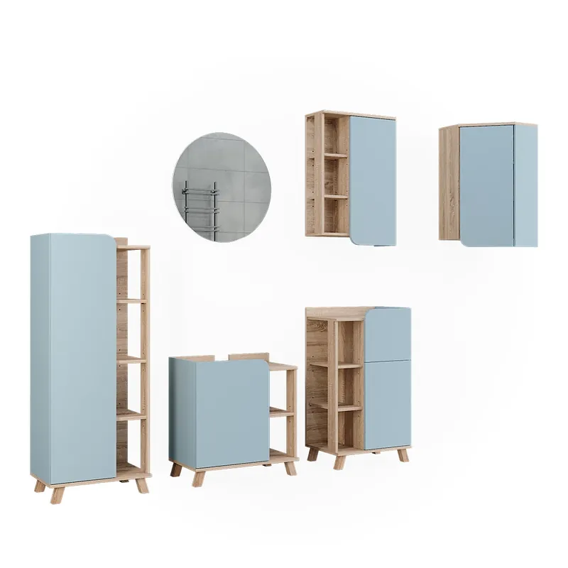 Set de mobilier de baie Karen Sonoma/albastru 5 părți Vicco Reducere de preț