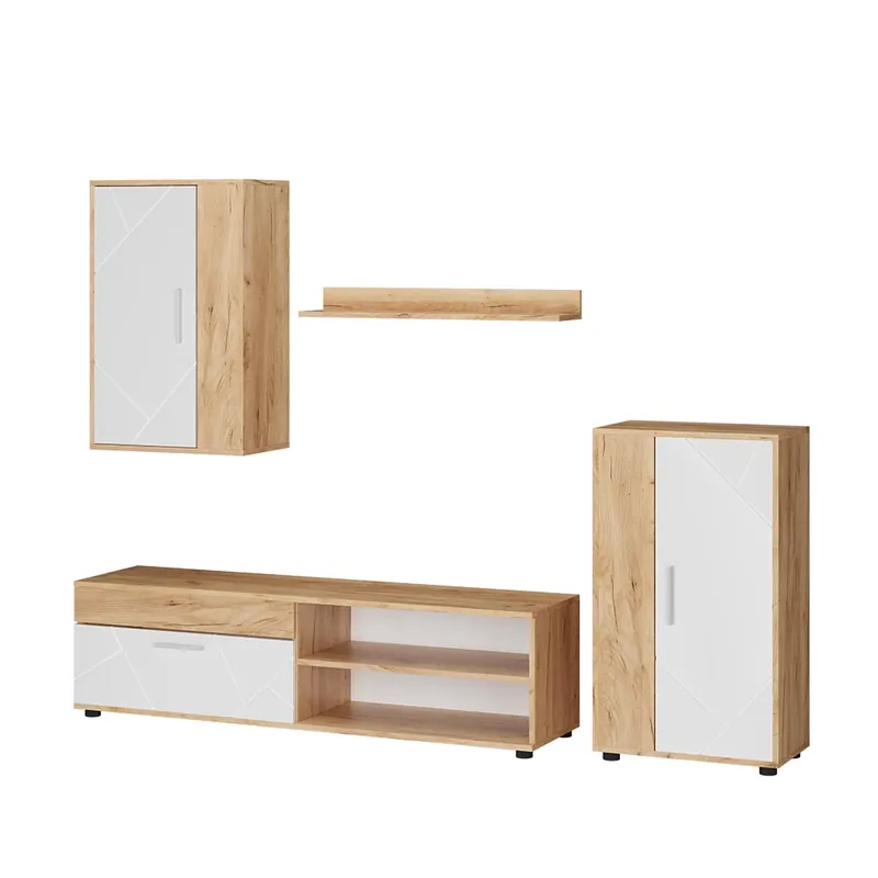 Unitate de perete Berno Stejar Goldkraft/alb Set de 4 piese Vicco Ofertă