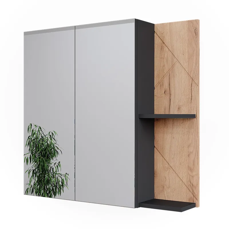 Reducere Dulap oglindă baie Irma Stejar antracit/Goldkraft 80x75 cm Vicco