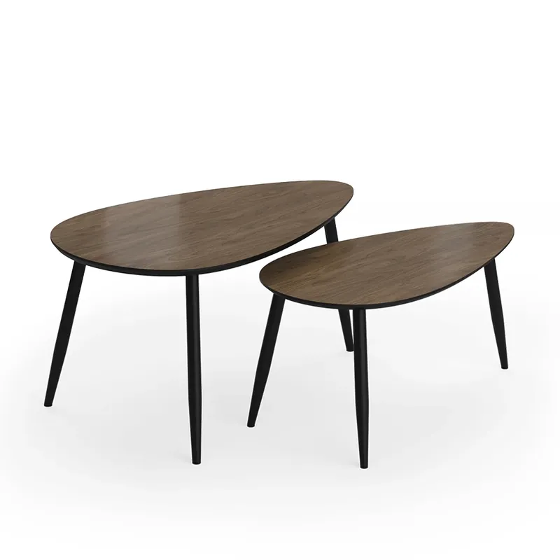 Reducere specială Set masă de cafea Veyo Nuc/negru 98 x 60 cm Set, 2 părți Vicco