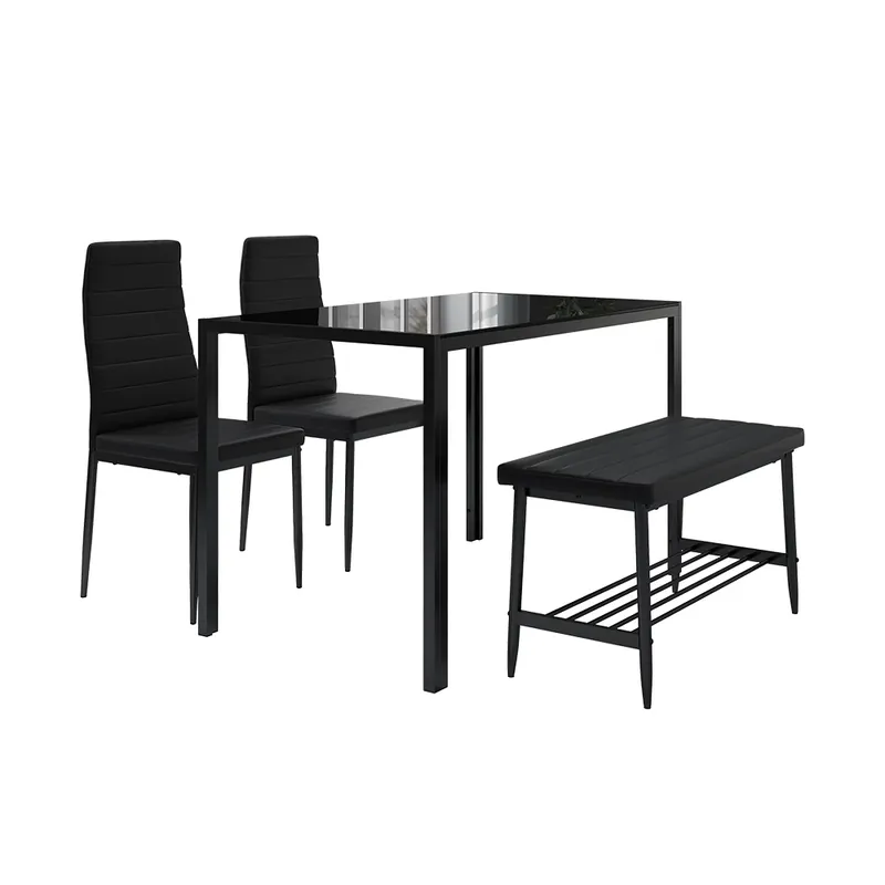 Preț redus Set masă de sufragerie Grand Negru 120 x 70 cm Set de 4 piese Vicco