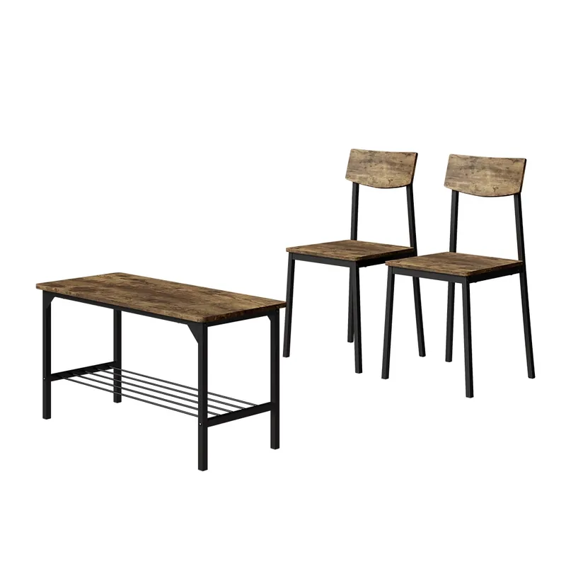 Promoție Bancă și scaun Fyrk Negru rustic/stejar 85x46 cm 3 părți Vicco