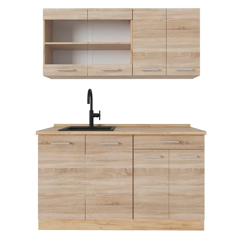 Livrare rapidă Bucătărie simplă R-Line Stejar Sonoma/Goldkraft 140 cm , AP Stejar Vicco