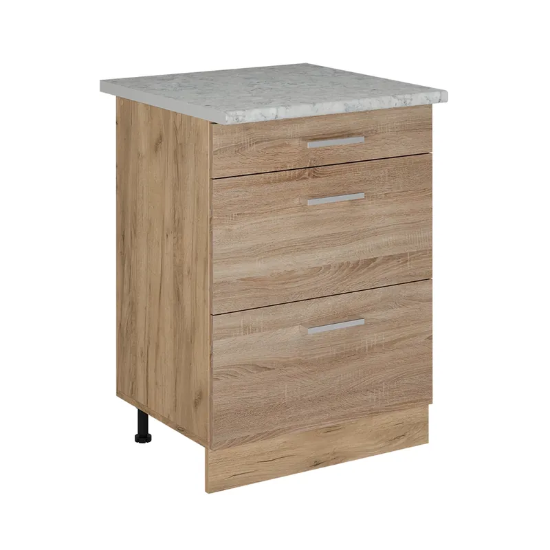 Dulap de bază de bucătărie R-Line Sonoma 60 cm cu sertare, marmură AP Vicco Mai ieftin