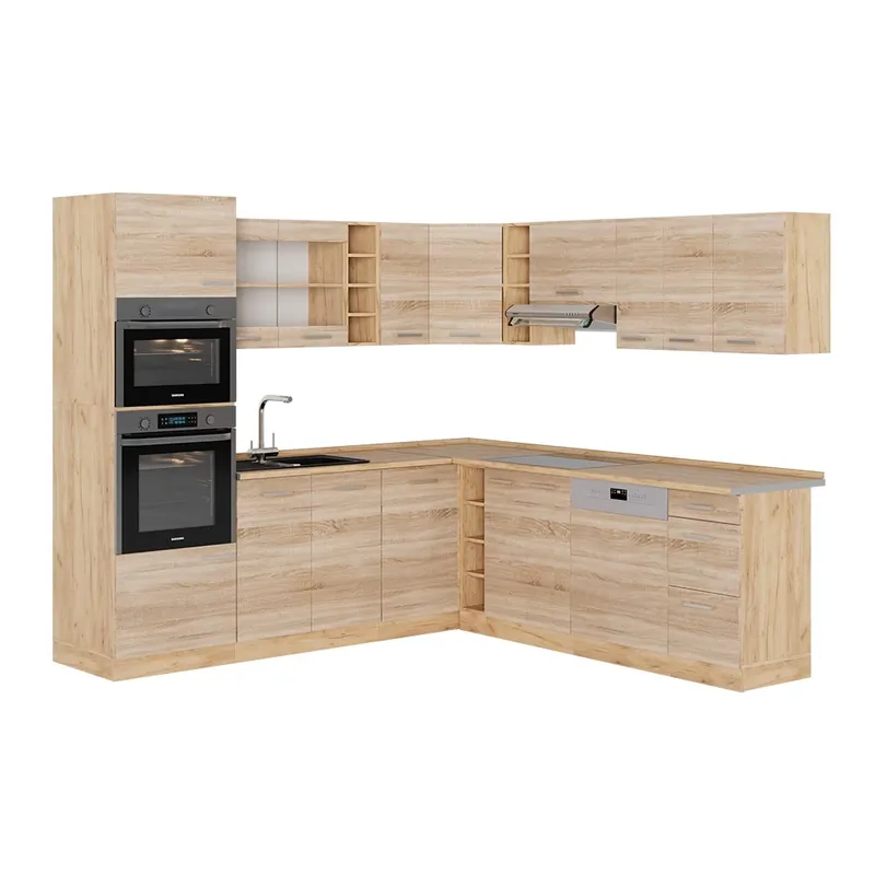 Disponibil imediat Bucătărie de colț R-Line Stejar Sonoma/Goldkraft 247 x 46 cm fara blat Vicco