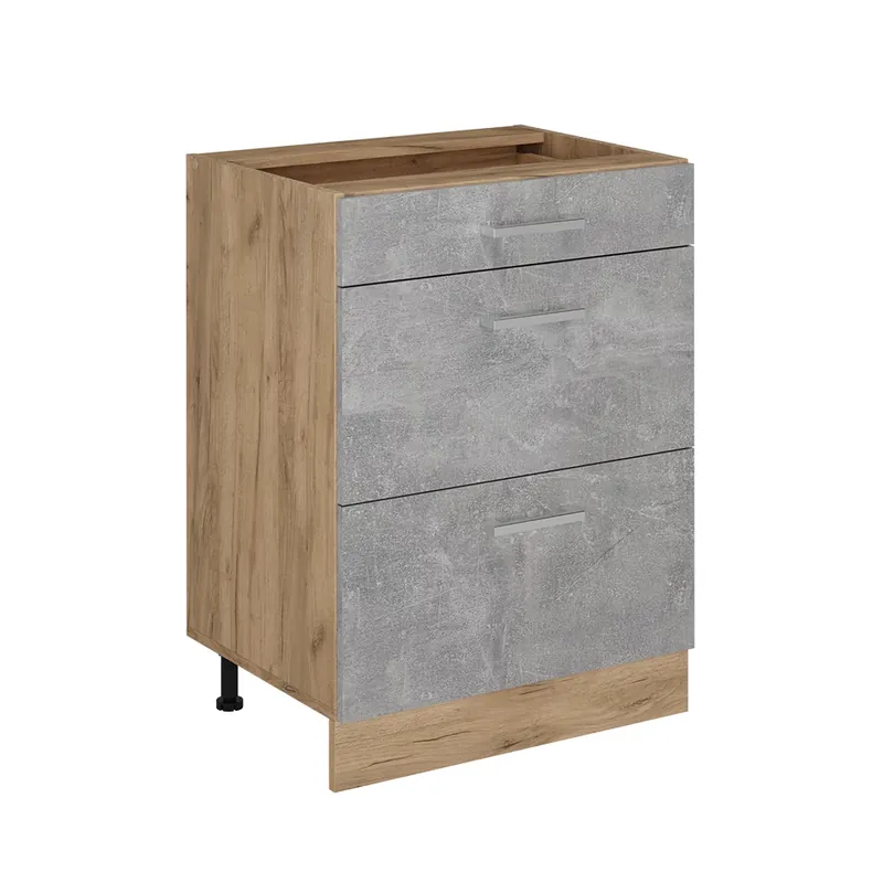 Dulap de bază de bucătărie R-Line beton 60 cm cu sertare, fara blat Vicco Bestseller