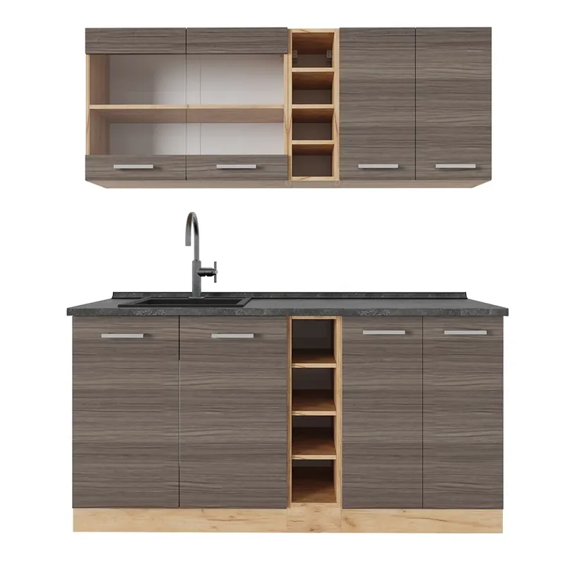 Bucătărie simplă R-Line Gri nobil / stejar auriu 160 cm , AP Antracit Vicco Livrare expres