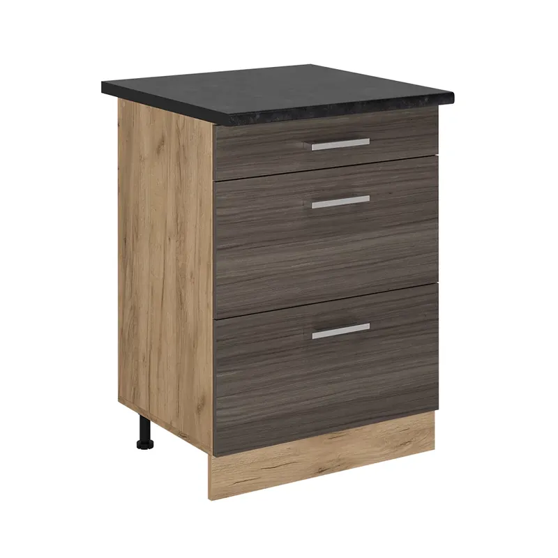 Dulap de bază de bucătărie R-Line Gri nobil 60 cm cu sertare, AP antracit Vicco Popular