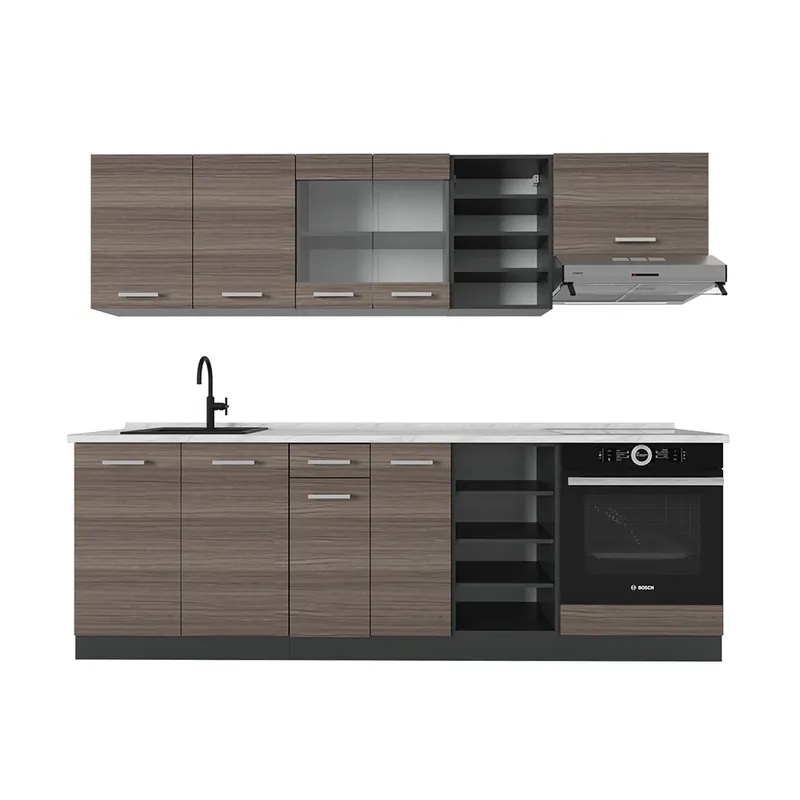 Kitchenette R-Line Gri nobil/antracite 240 cm , AP Marmură Vicco Nu rata