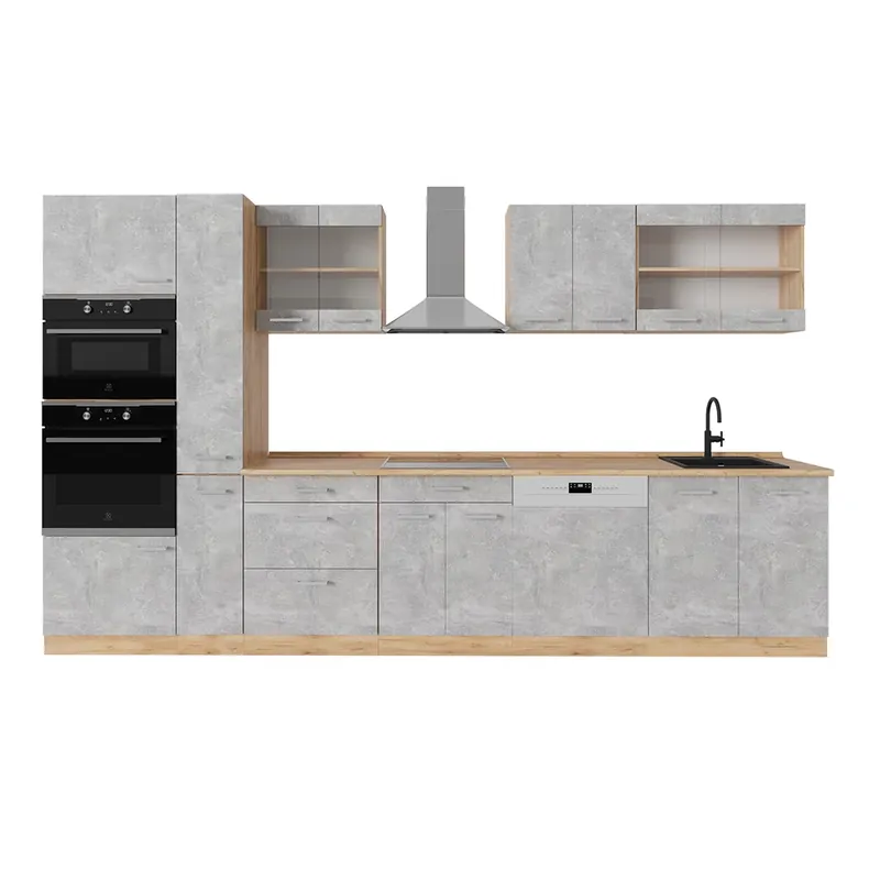 Ofertă de sezon Kitchenette R-Line Beton / stejar auriu 350 cm , AP Stejar Vicco