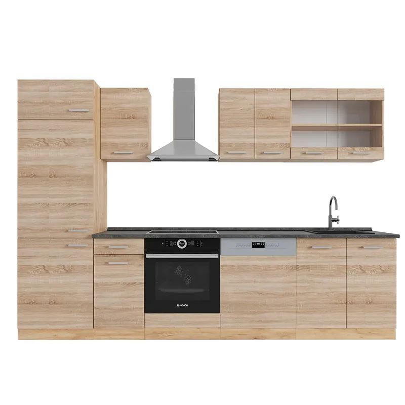 Livrare expres Kitchenette R-Line Stejar Sonoma/Goldkraft 300 cm , AP Antracit Vicco
