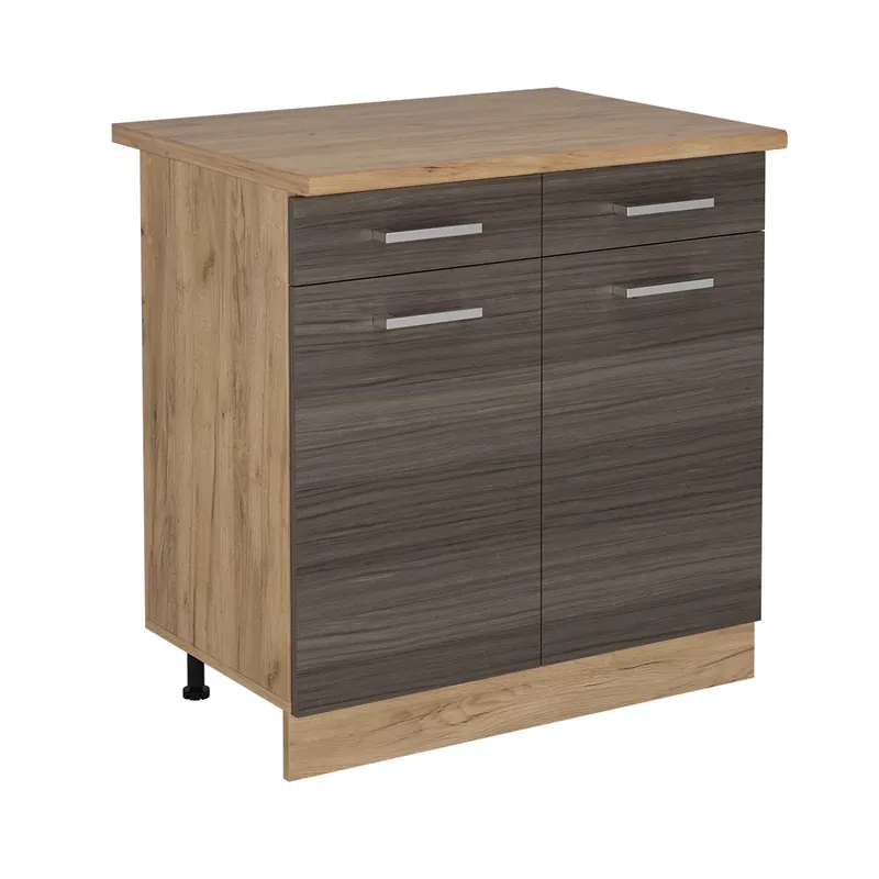 Livrare rapidă Dulap de bază de bucătărie R-Line Gri nobil 80 cm , AP Stejar Vicco