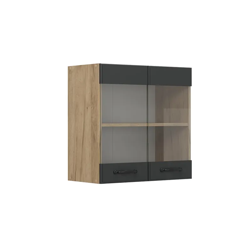 Dulap din sticlă de bucătărie R-Line Casă de țară antracit 60 cm Vicco Livrare expres